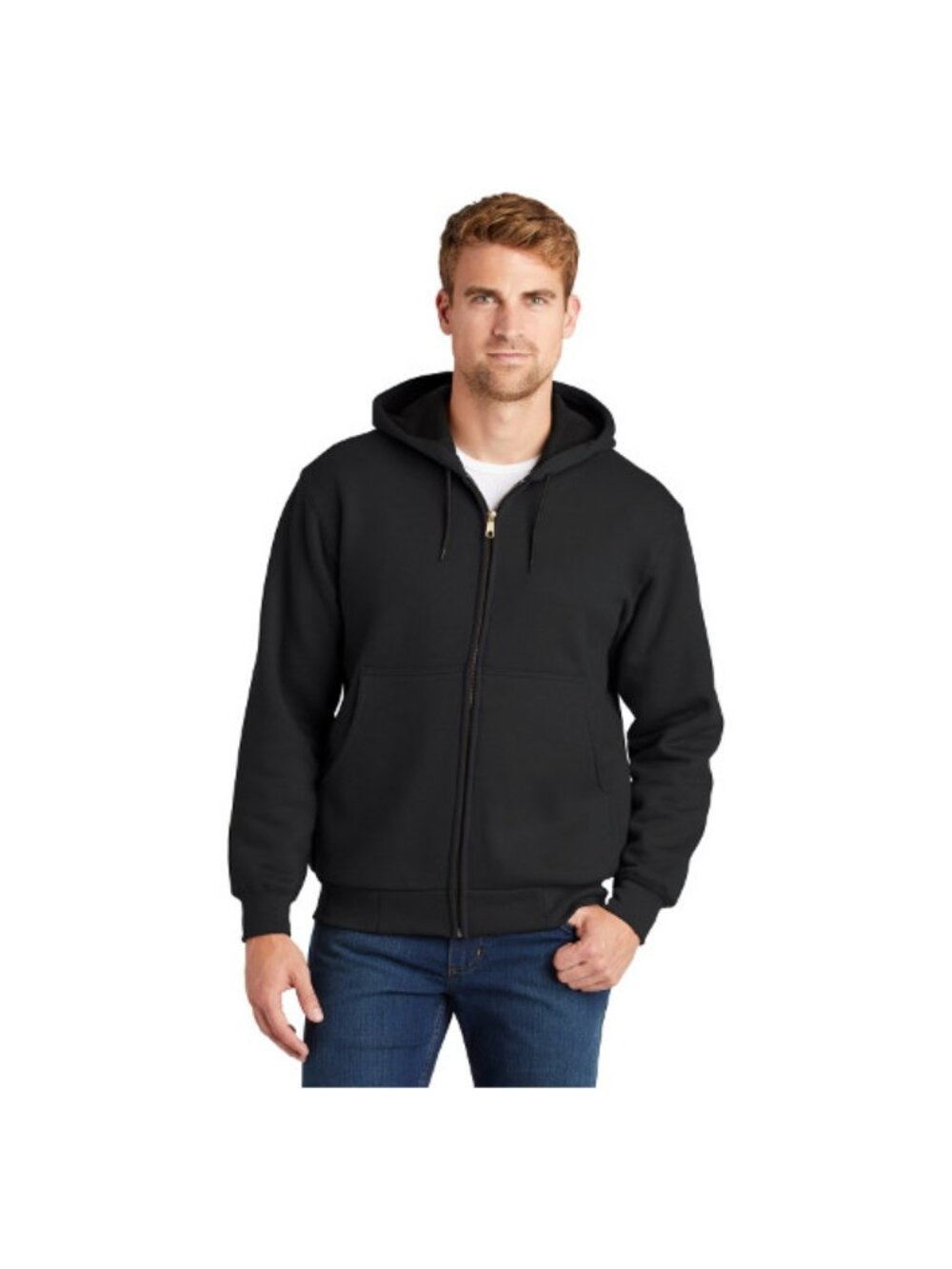 Cornerstone CS620 Men's Full-Zip Hooded Sweatshirt With Thermal Lining
